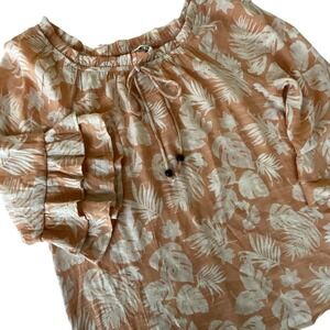 Late August Women's Tropical Print Off Shoulder Blouse‎ Ruffle Sleeve Top